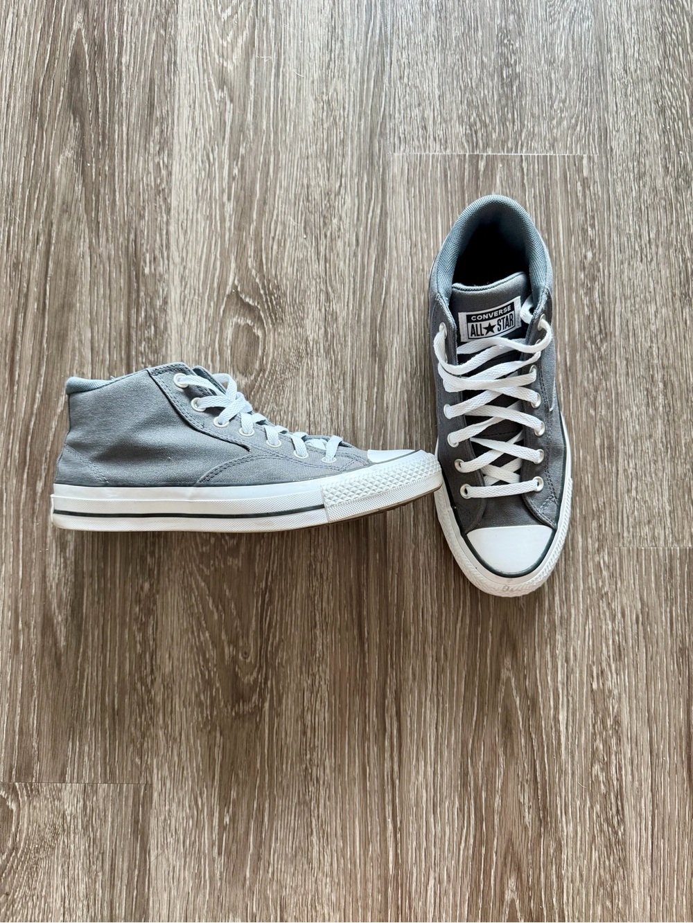 Converse Gray Mid-Top Sneakers with White Accents